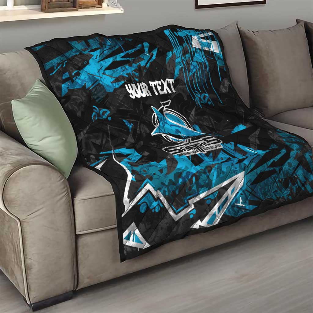 Personalized Cronulla Sutherland Sharks Quilt Graffiti Grunge Abstract Urban Street Style Design