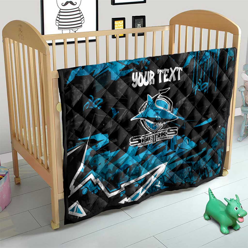 Personalized Cronulla Sutherland Sharks Quilt Graffiti Grunge Abstract Urban Street Style Design