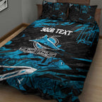 Personalized Cronulla Sutherland Sharks Quilt Bed Set Graffiti Grunge Abstract Urban Street Style Design