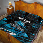 Personalized Cronulla Sutherland Sharks Quilt Bed Set Graffiti Grunge Abstract Urban Street Style Design
