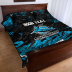 Personalized Cronulla Sutherland Sharks Quilt Bed Set Graffiti Grunge Abstract Urban Street Style Design