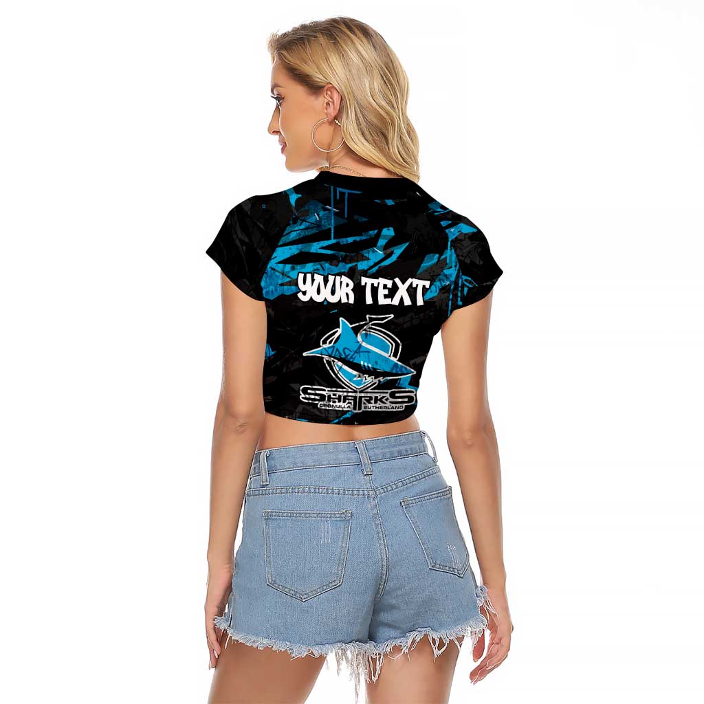 Personalized Cronulla Sutherland Sharks Raglan Cropped T Shirt Graffiti Grunge Abstract Urban Street Style Design
