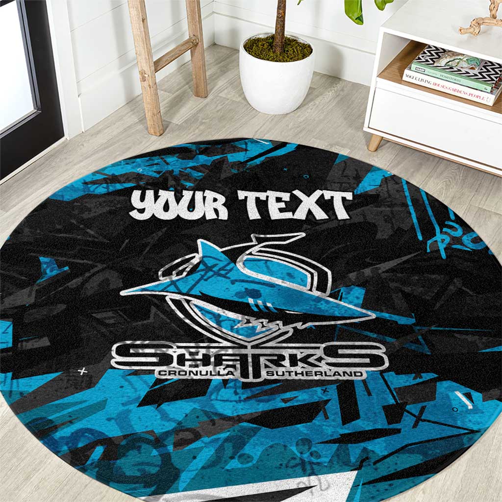 Personalized Cronulla Sutherland Sharks Round Carpet Graffiti Grunge Abstract Urban Street Style Design