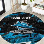 Personalized Cronulla Sutherland Sharks Round Carpet Graffiti Grunge Abstract Urban Street Style Design