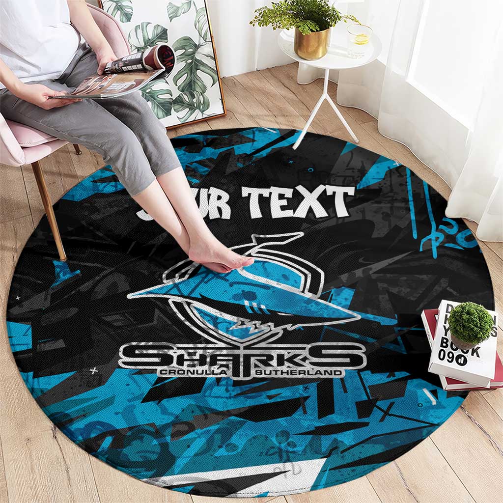 Personalized Cronulla Sutherland Sharks Round Carpet Graffiti Grunge Abstract Urban Street Style Design