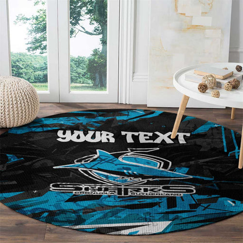 Personalized Cronulla Sutherland Sharks Round Carpet Graffiti Grunge Abstract Urban Street Style Design