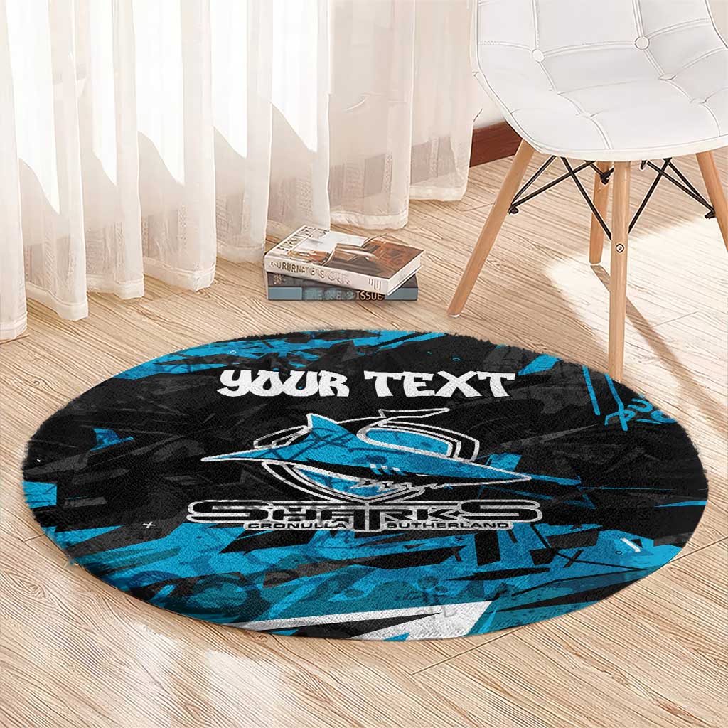 Personalized Cronulla Sutherland Sharks Round Carpet Graffiti Grunge Abstract Urban Street Style Design