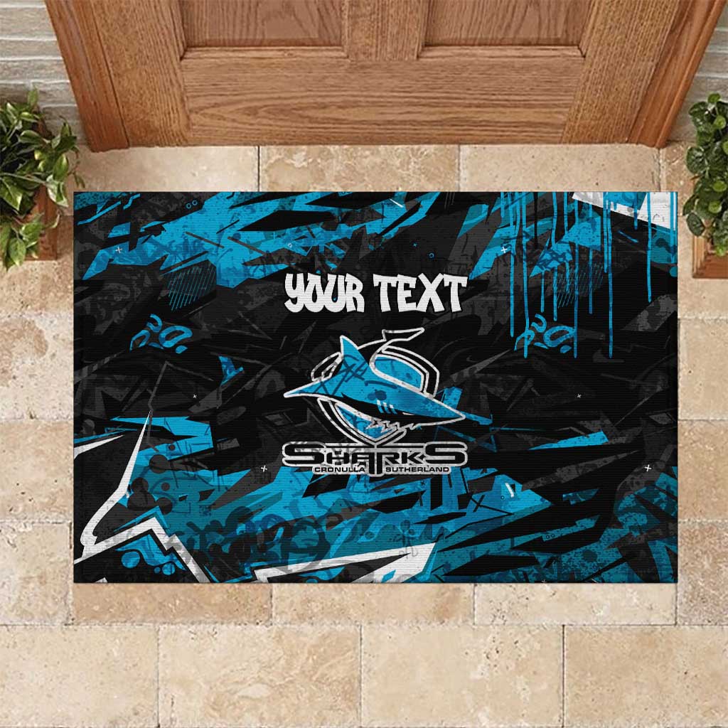 Personalized Cronulla Sutherland Sharks Rubber Doormat Graffiti Grunge Abstract Urban Street Style Design