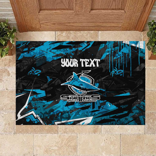 Personalized Cronulla Sutherland Sharks Rubber Doormat Graffiti Grunge Abstract Urban Street Style Design