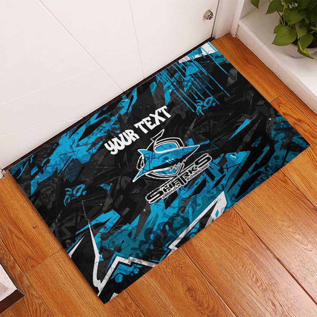 Personalized Cronulla Sutherland Sharks Rubber Doormat Graffiti Grunge Abstract Urban Street Style Design