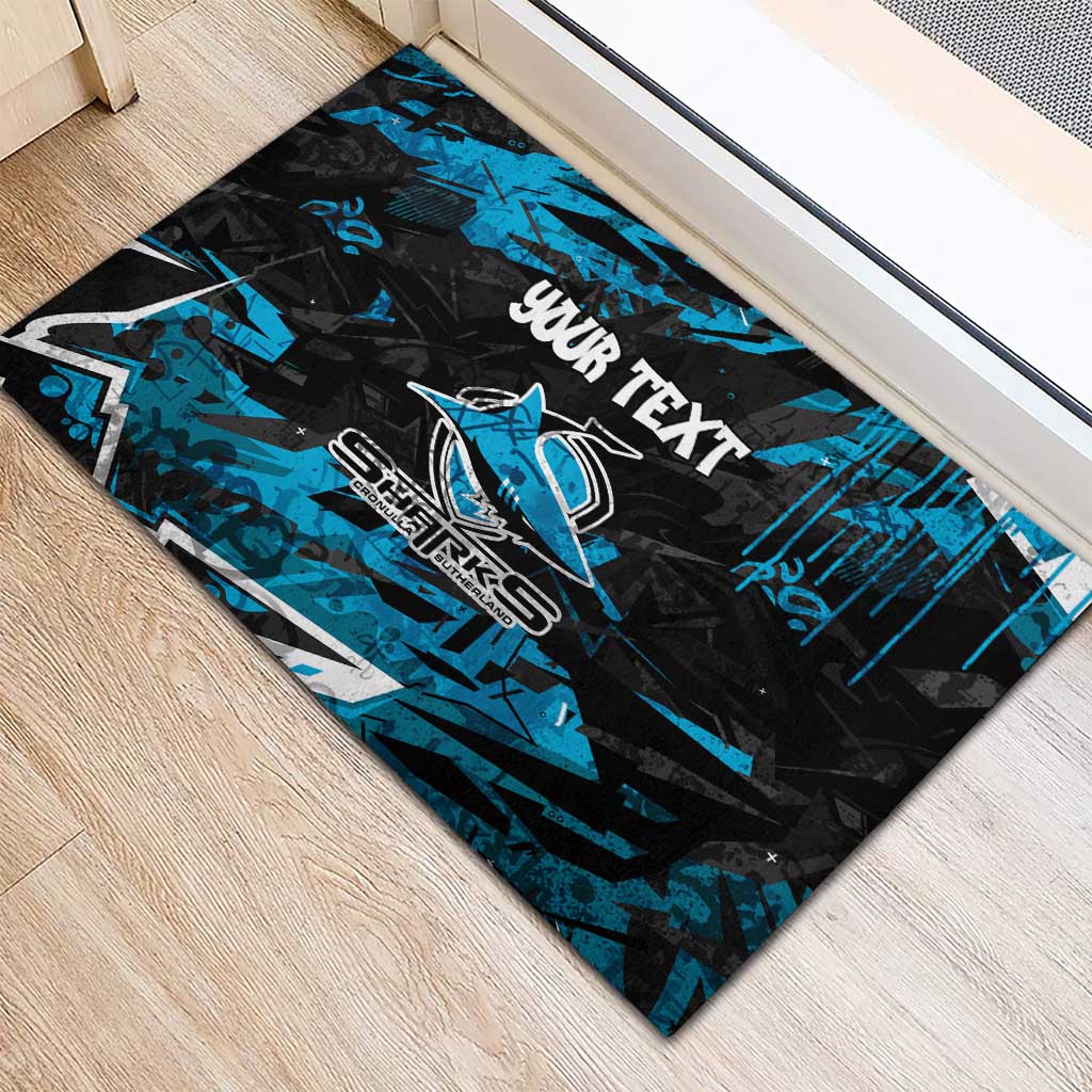 Personalized Cronulla Sutherland Sharks Rubber Doormat Graffiti Grunge Abstract Urban Street Style Design