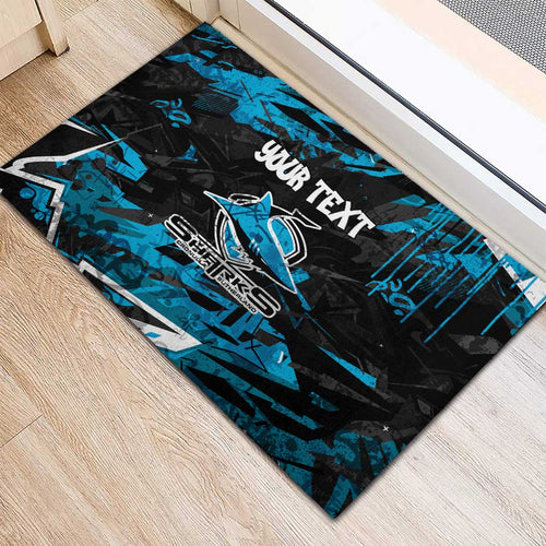 Personalized Cronulla Sutherland Sharks Rubber Doormat Graffiti Grunge Abstract Urban Street Style Design