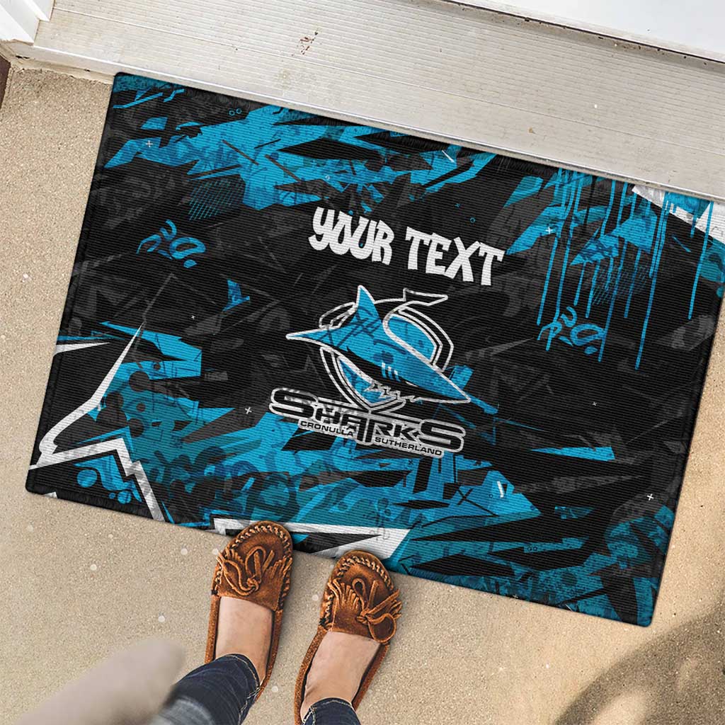 Personalized Cronulla Sutherland Sharks Rubber Doormat Graffiti Grunge Abstract Urban Street Style Design