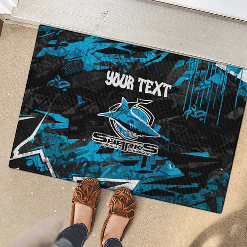 Personalized Cronulla Sutherland Sharks Rubber Doormat Graffiti Grunge Abstract Urban Street Style Design