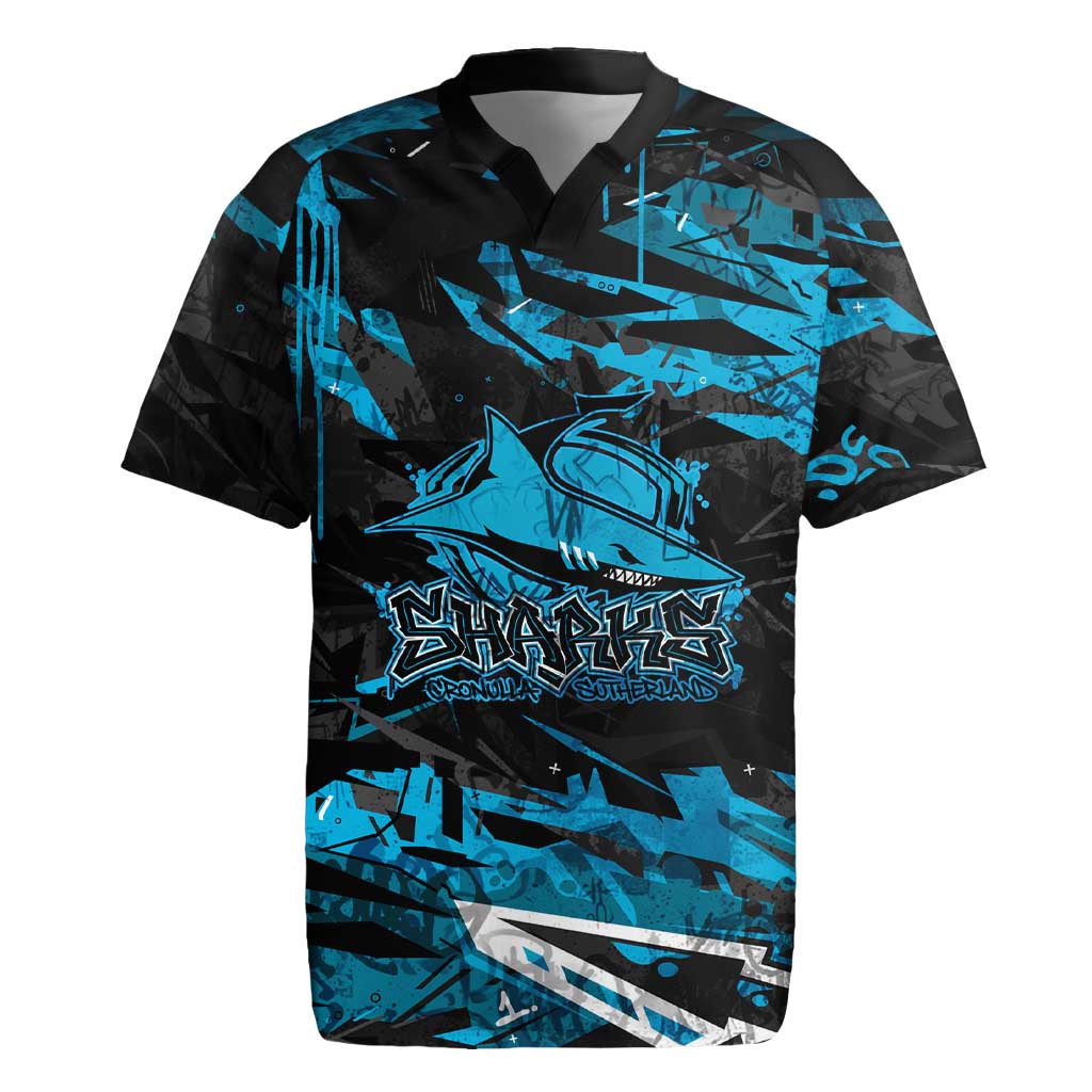 Personalized Cronulla Sutherland Sharks Rugby Jersey Graffiti Grunge Abstract Urban Street Style Design