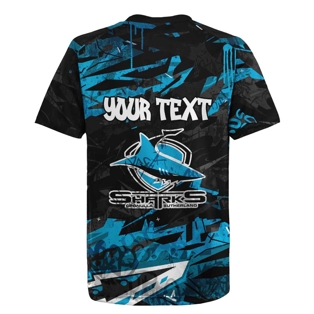 Personalized Cronulla Sutherland Sharks Rugby Jersey Graffiti Grunge Abstract Urban Street Style Design