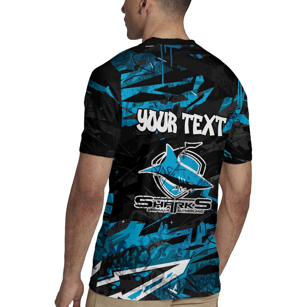 Personalized Cronulla Sutherland Sharks Rugby Jersey Graffiti Grunge Abstract Urban Street Style Design
