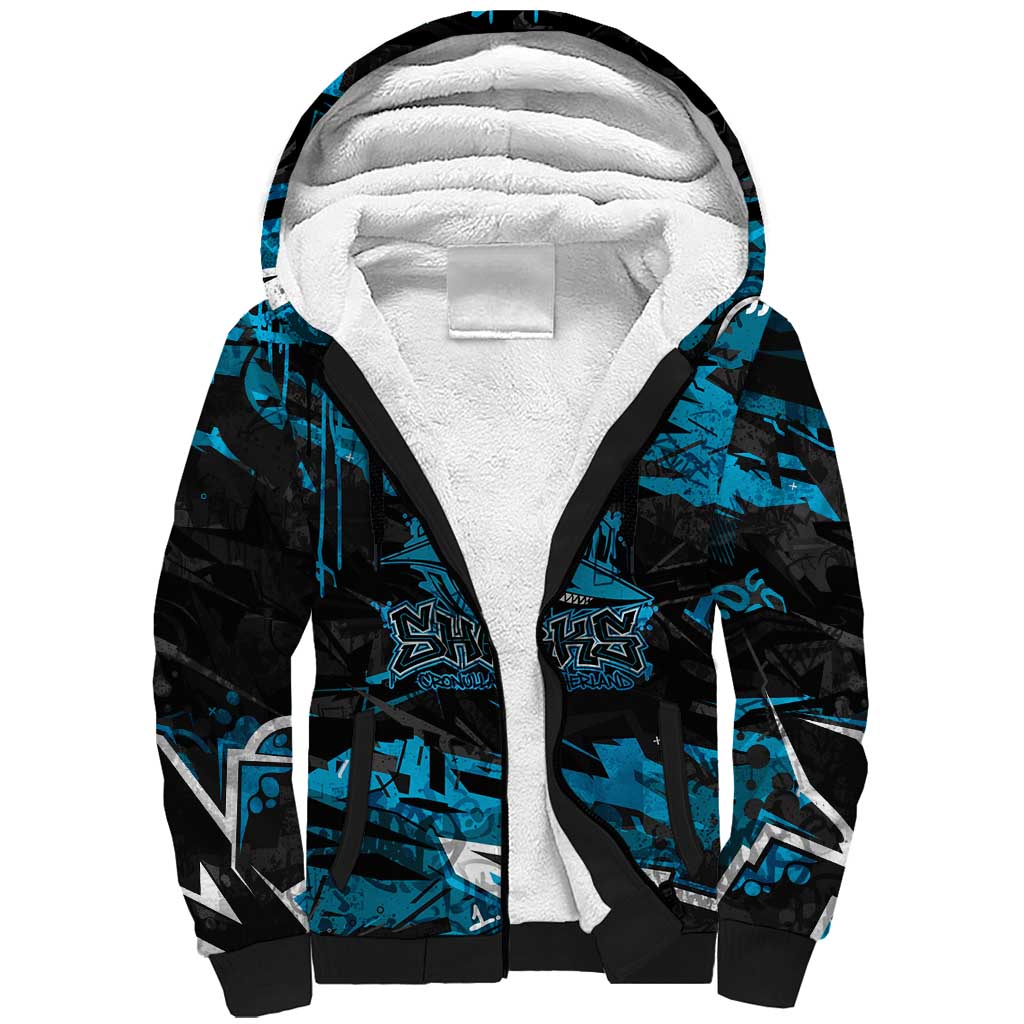 Personalized Cronulla Sutherland Sharks Sherpa Hoodie Graffiti Grunge Abstract Urban Street Style Design