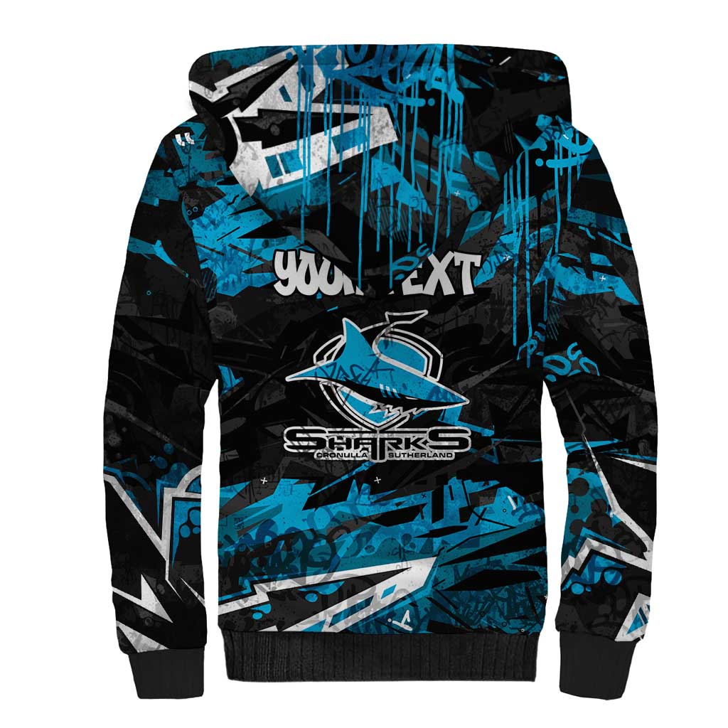 Personalized Cronulla Sutherland Sharks Sherpa Hoodie Graffiti Grunge Abstract Urban Street Style Design
