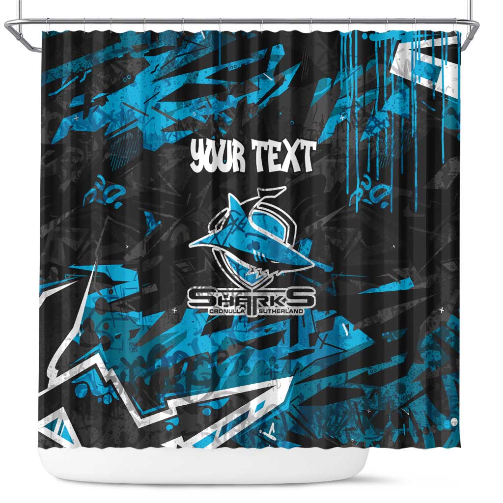 Personalized Cronulla Sutherland Sharks Shower Curtain Graffiti Grunge Abstract Urban Street Style Design