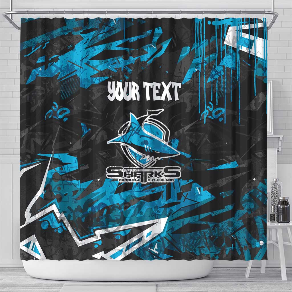 Personalized Cronulla Sutherland Sharks Shower Curtain Graffiti Grunge Abstract Urban Street Style Design