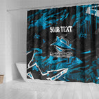 Personalized Cronulla Sutherland Sharks Shower Curtain Graffiti Grunge Abstract Urban Street Style Design