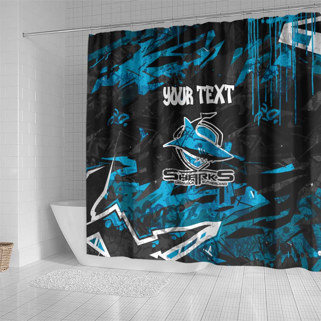 Personalized Cronulla Sutherland Sharks Shower Curtain Graffiti Grunge Abstract Urban Street Style Design