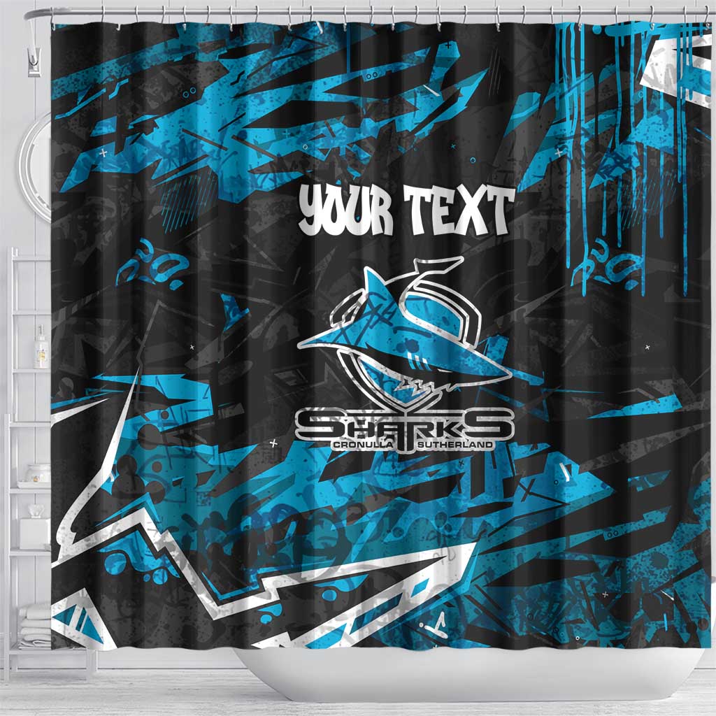 Personalized Cronulla Sutherland Sharks Shower Curtain Graffiti Grunge Abstract Urban Street Style Design