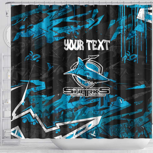 Personalized Cronulla Sutherland Sharks Shower Curtain Graffiti Grunge Abstract Urban Street Style Design