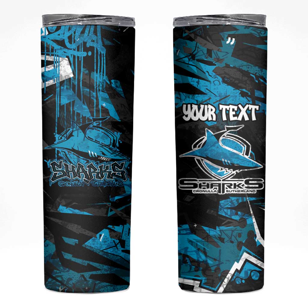 Personalized Cronulla Sutherland Sharks Skinny Tumbler Graffiti Grunge Abstract Urban Street Style Design