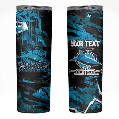 Personalized Cronulla Sutherland Sharks Skinny Tumbler Graffiti Grunge Abstract Urban Street Style Design