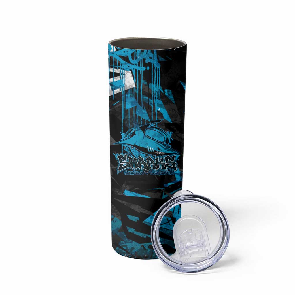 Personalized Cronulla Sutherland Sharks Skinny Tumbler Graffiti Grunge Abstract Urban Street Style Design