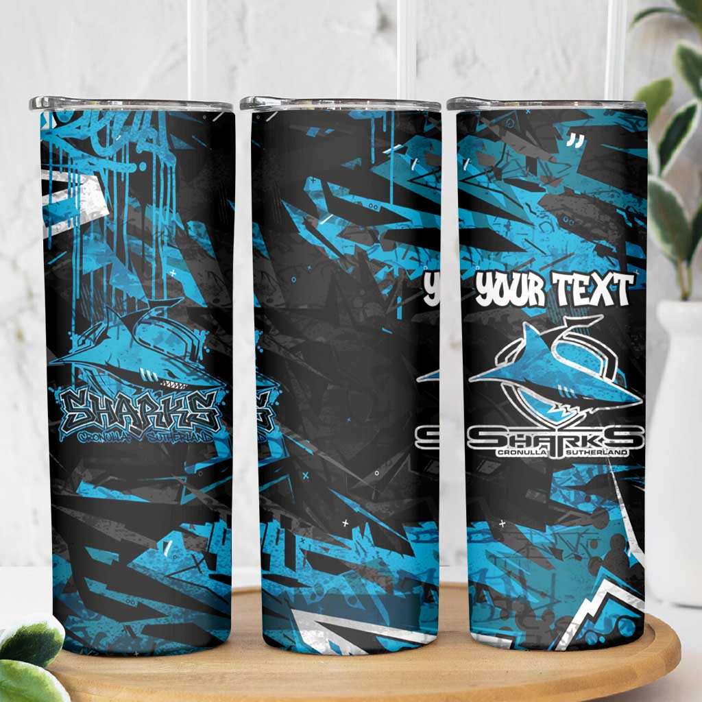 Personalized Cronulla Sutherland Sharks Skinny Tumbler Graffiti Grunge Abstract Urban Street Style Design