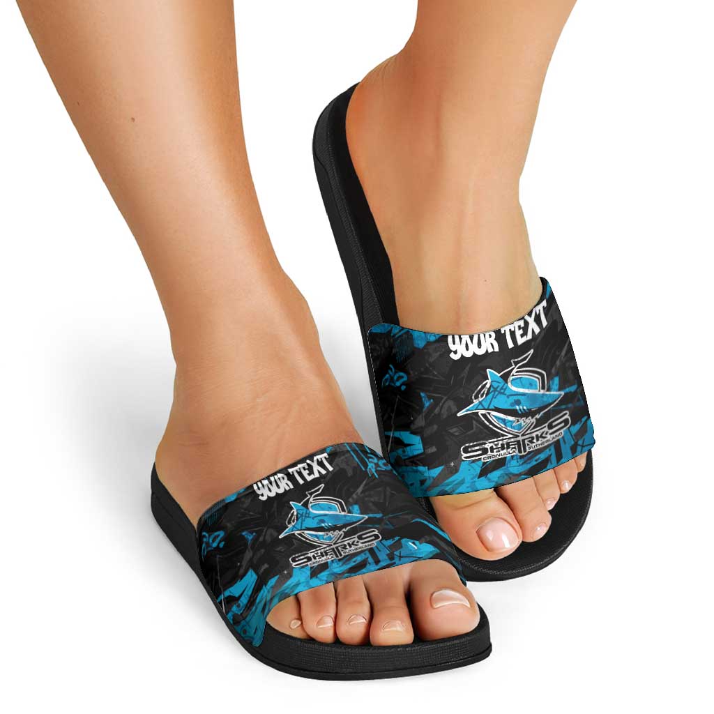 Personalized Cronulla Sutherland Sharks Slide Sandals Graffiti Grunge Abstract Urban Street Style Design