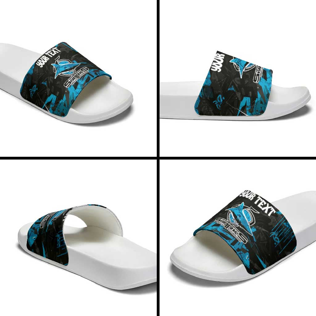 Personalized Cronulla Sutherland Sharks Slide Sandals Graffiti Grunge Abstract Urban Street Style Design