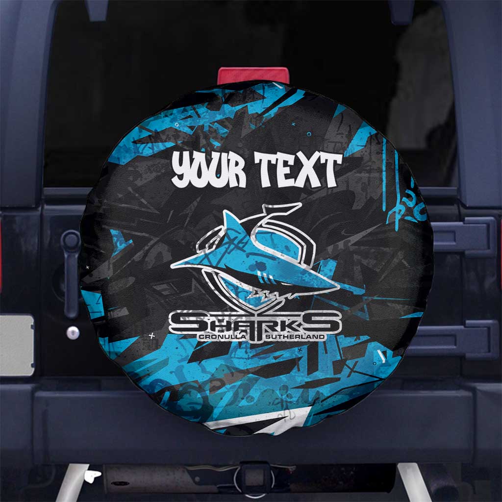 Personalized Cronulla Sutherland Sharks Spare Tire Cover Graffiti Grunge Abstract Urban Street Style Design