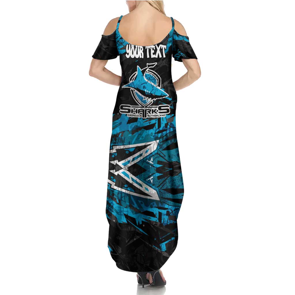 Personalized Cronulla Sutherland Sharks Summer Maxi Dress Graffiti Grunge Abstract Urban Street Style Design