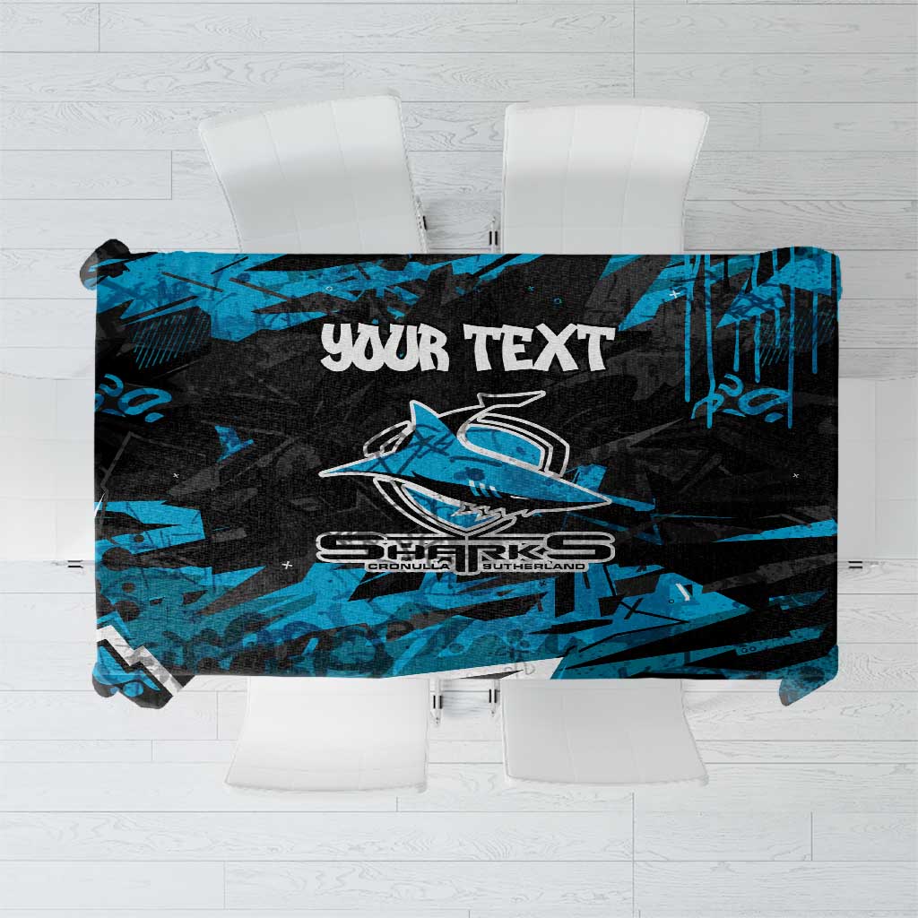 Personalized Cronulla Sutherland Sharks Tablecloth Graffiti Grunge Abstract Urban Street Style Design