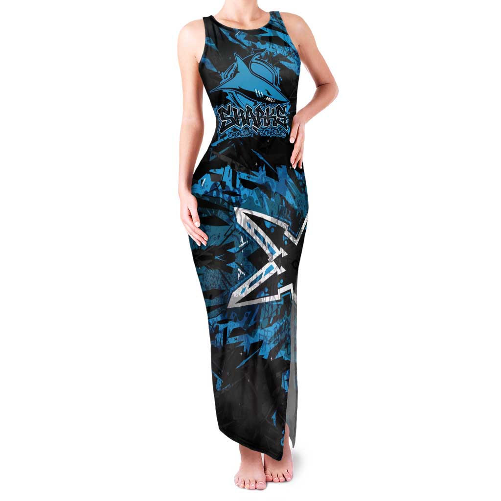 Personalized Cronulla Sutherland Sharks Tank Maxi Dress Graffiti Grunge Abstract Urban Street Style Design