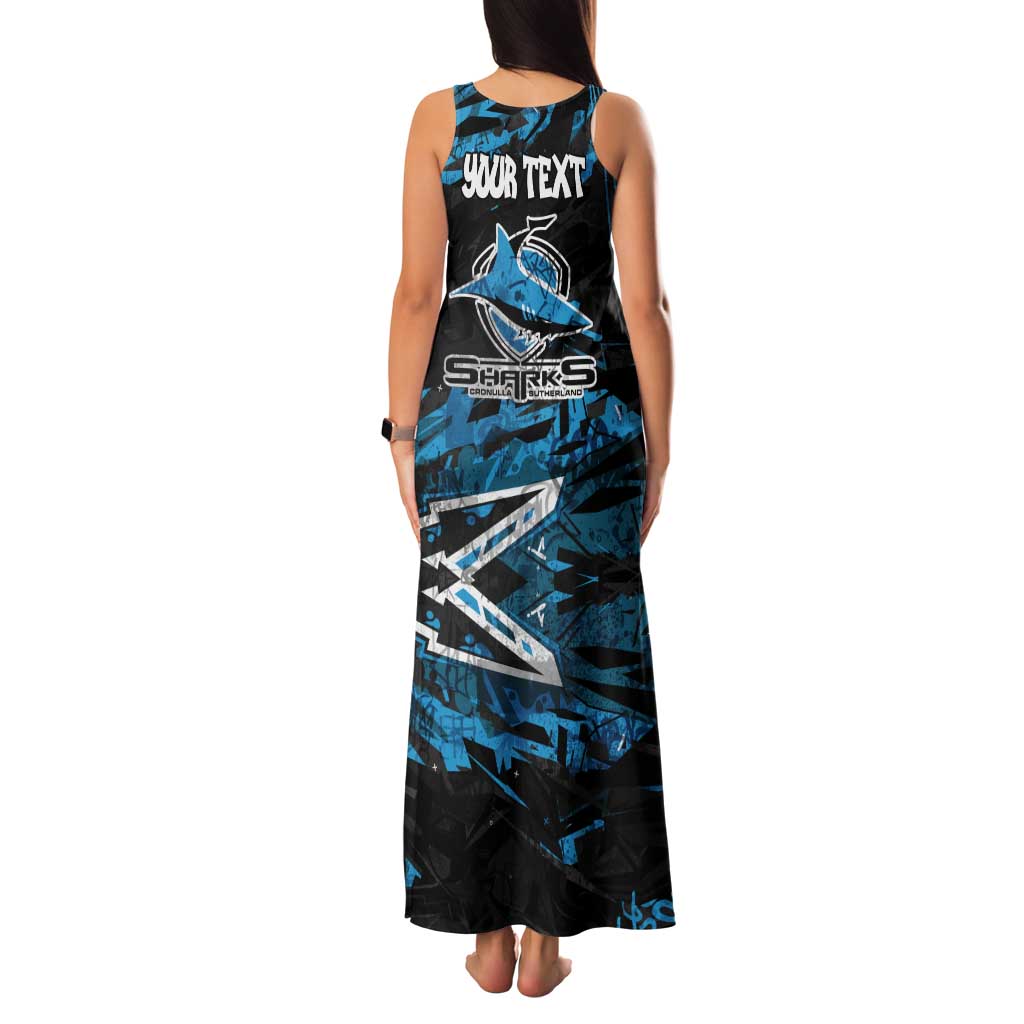 Personalized Cronulla Sutherland Sharks Tank Maxi Dress Graffiti Grunge Abstract Urban Street Style Design