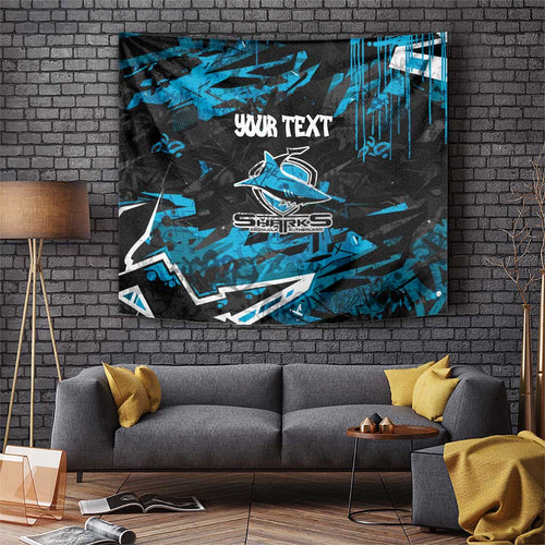Personalized Cronulla Sutherland Sharks Tapestry Graffiti Grunge Abstract Urban Street Style Design
