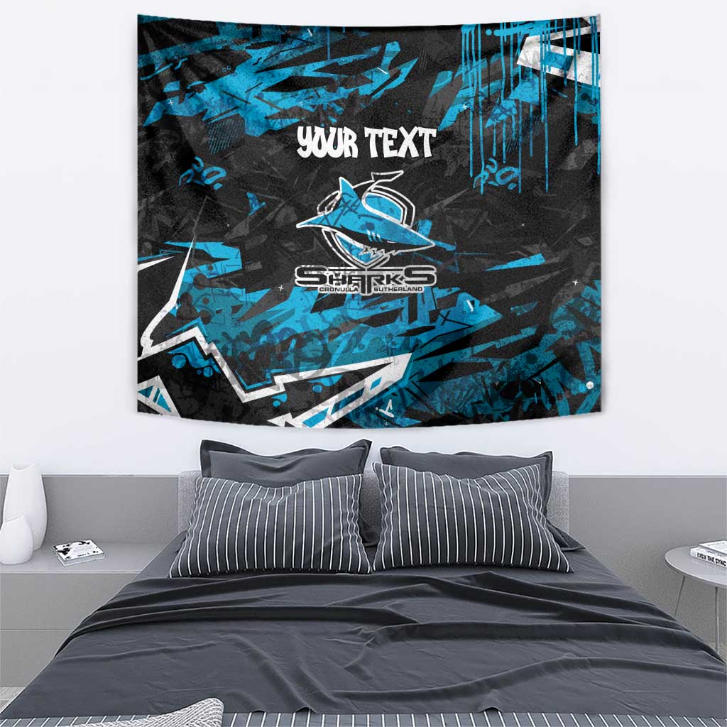 Personalized Cronulla Sutherland Sharks Tapestry Graffiti Grunge Abstract Urban Street Style Design