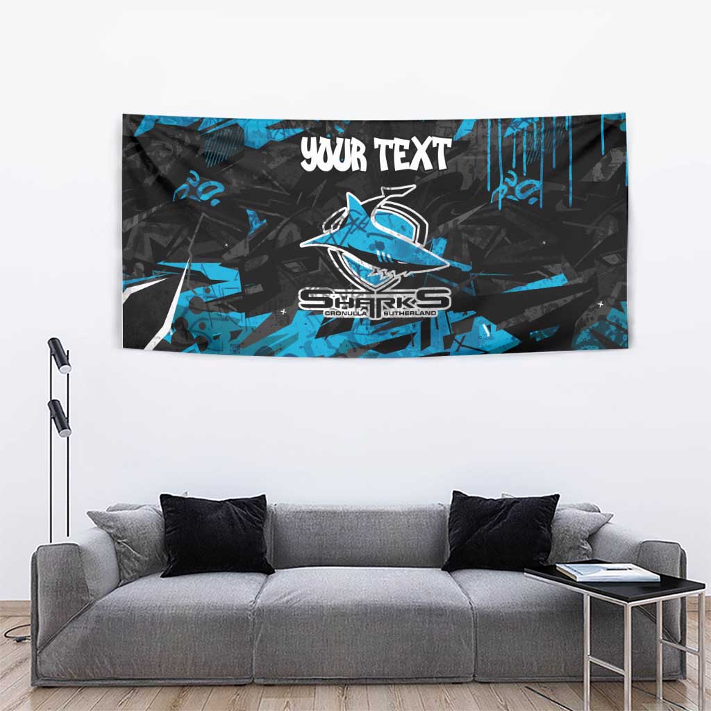 Personalized Cronulla Sutherland Sharks Tapestry Graffiti Grunge Abstract Urban Street Style Design