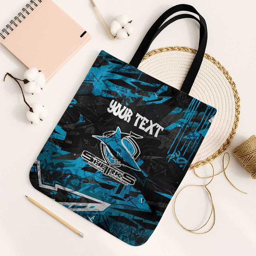 Personalized Cronulla Sutherland Sharks Tote Bag Graffiti Grunge Abstract Urban Street Style Design