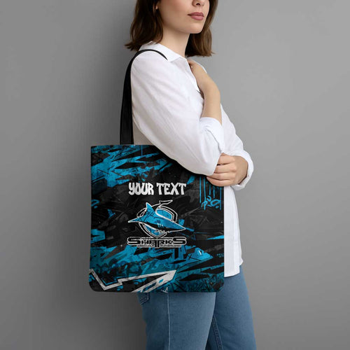 Personalized Cronulla Sutherland Sharks Tote Bag Graffiti Grunge Abstract Urban Street Style Design