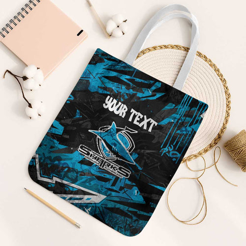 Personalized Cronulla Sutherland Sharks Tote Bag Graffiti Grunge Abstract Urban Street Style Design