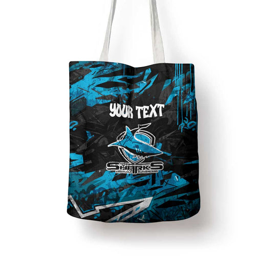 Personalized Cronulla Sutherland Sharks Tote Bag Graffiti Grunge Abstract Urban Street Style Design