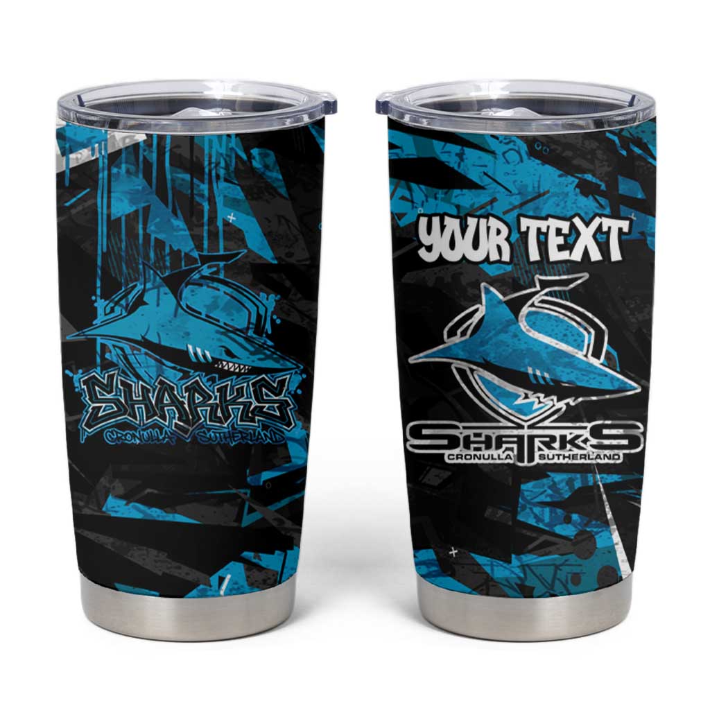 Personalized Cronulla Sutherland Sharks Tumbler Cup Graffiti Grunge Abstract Urban Street Style Design
