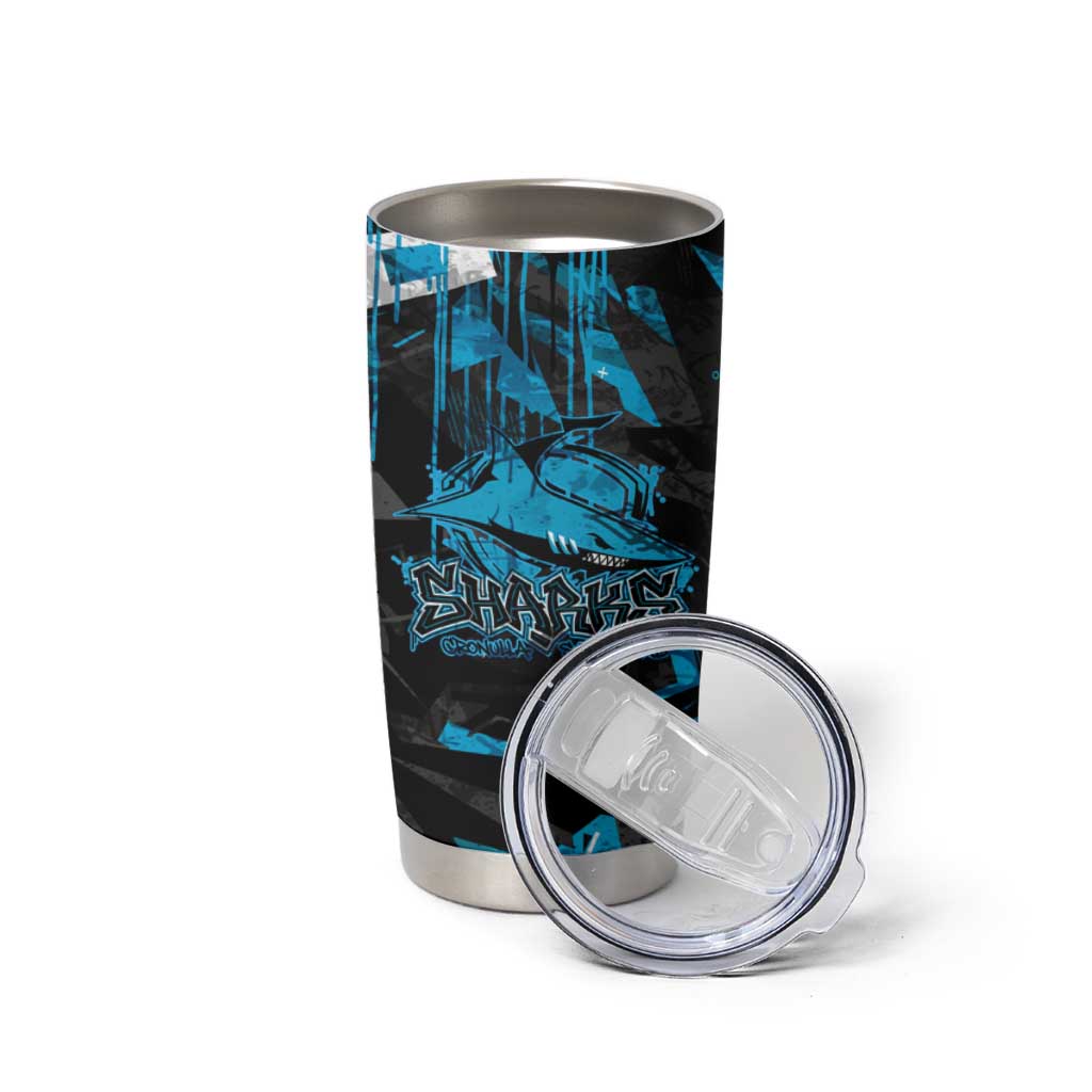 Personalized Cronulla Sutherland Sharks Tumbler Cup Graffiti Grunge Abstract Urban Street Style Design