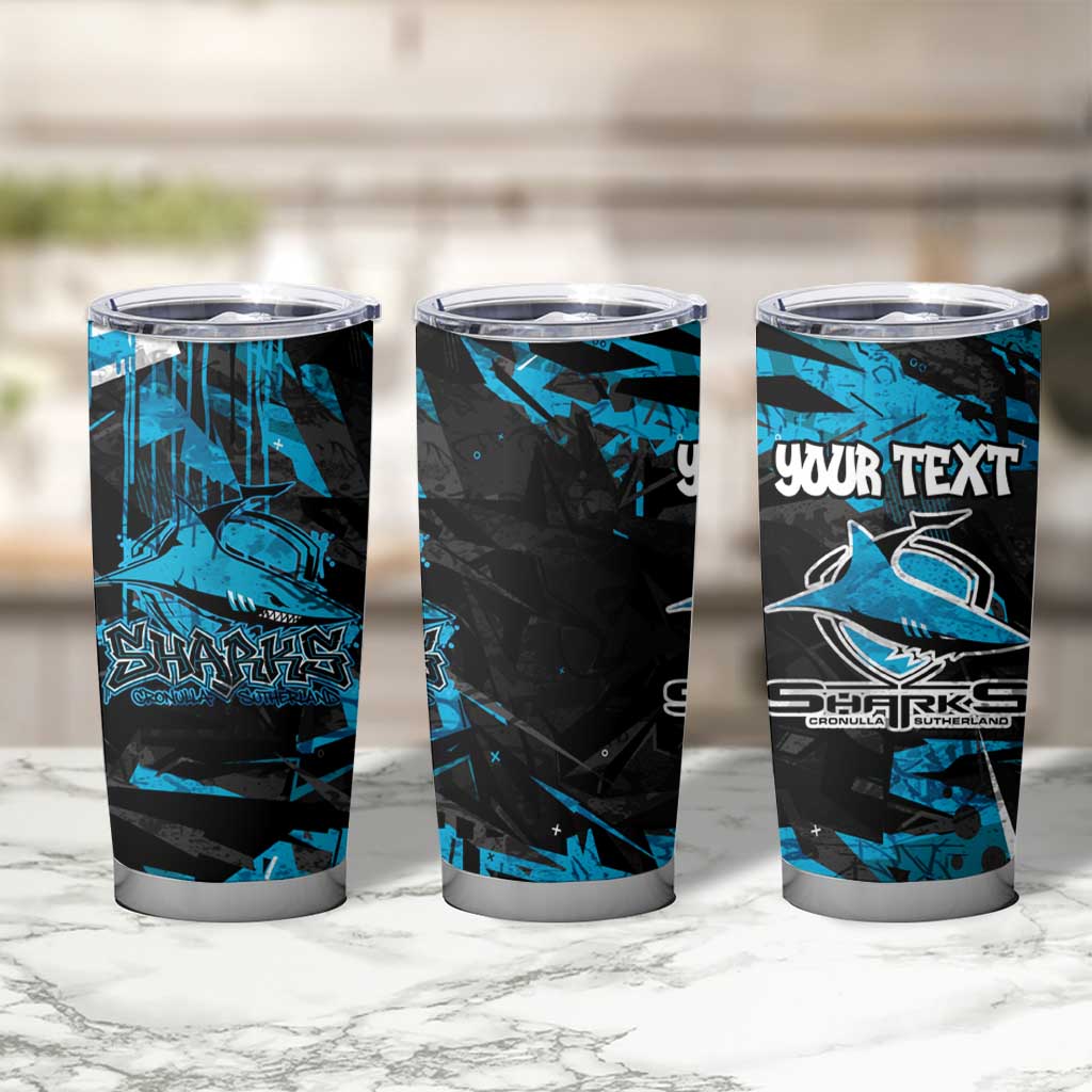 Personalized Cronulla Sutherland Sharks Tumbler Cup Graffiti Grunge Abstract Urban Street Style Design